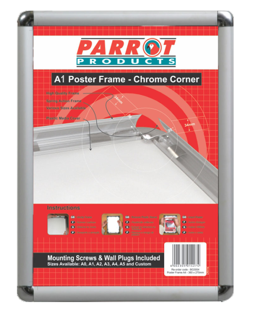 Parrot Poster Frame Aluminium with Chrome Corners A1 Shop Today